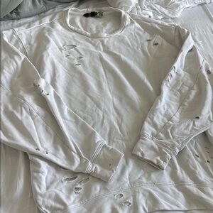Distressed Ripped White Sweatshirt from Tokyo